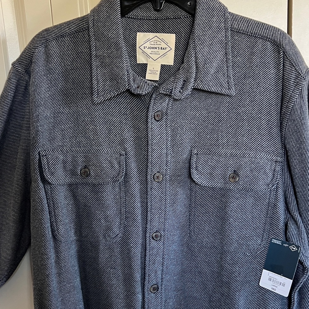 St. John's Bay Gray Casual Button Down Shirt - Picture 3 of 5